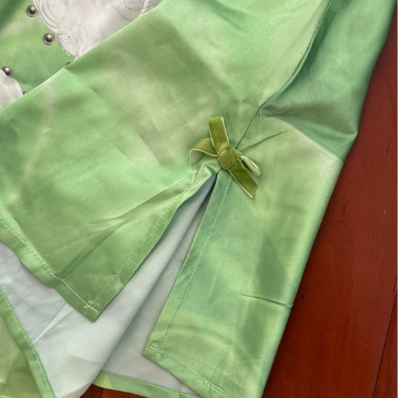 Nodress Birthday Cake Print Satin Slip Mini Dress in Light Green M Y2K - Picture 7 of 9